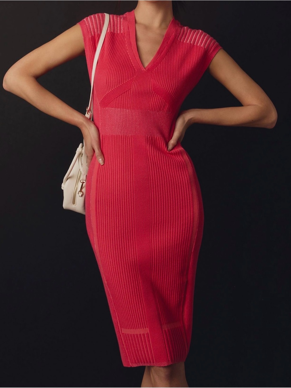 Women's a bright Pink Ribbed Sweater Dress XS